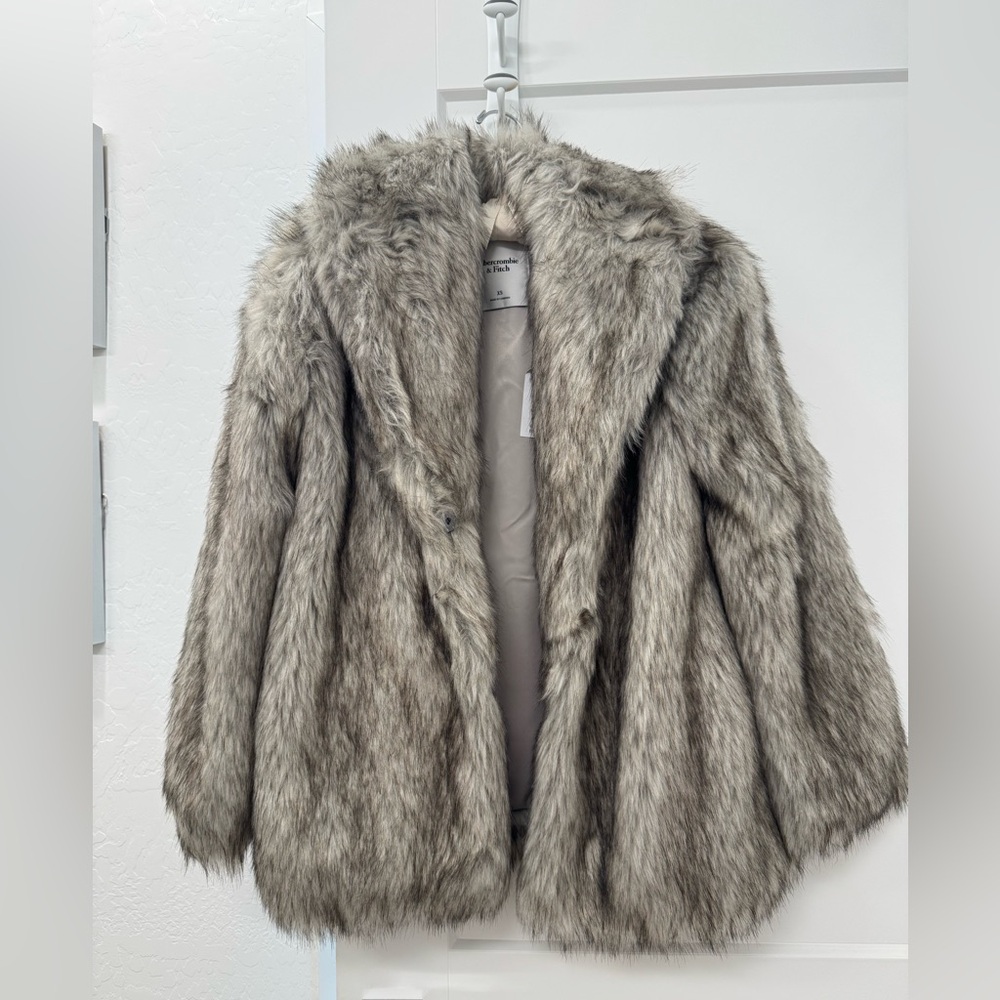 Abercrombie & Fitch Faux Fur Shawl Coat